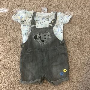 101 Dalmatians bodysuit overalls set. 18-24 months. Used